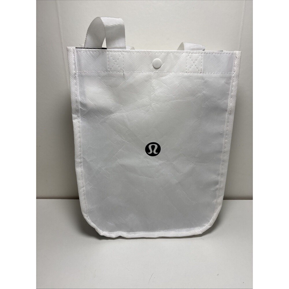 Small White & Black Lululemon Reusable Tote Lunch Bag Snap